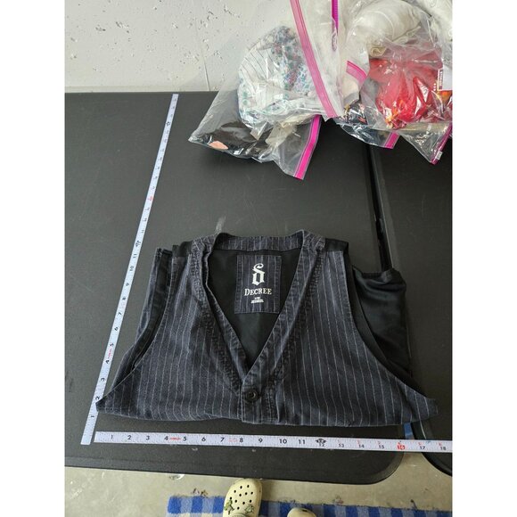 Decree Black Pinstriped Button Front Vest Size Medium Steampunk Dark Academia - Picture 7 of 12